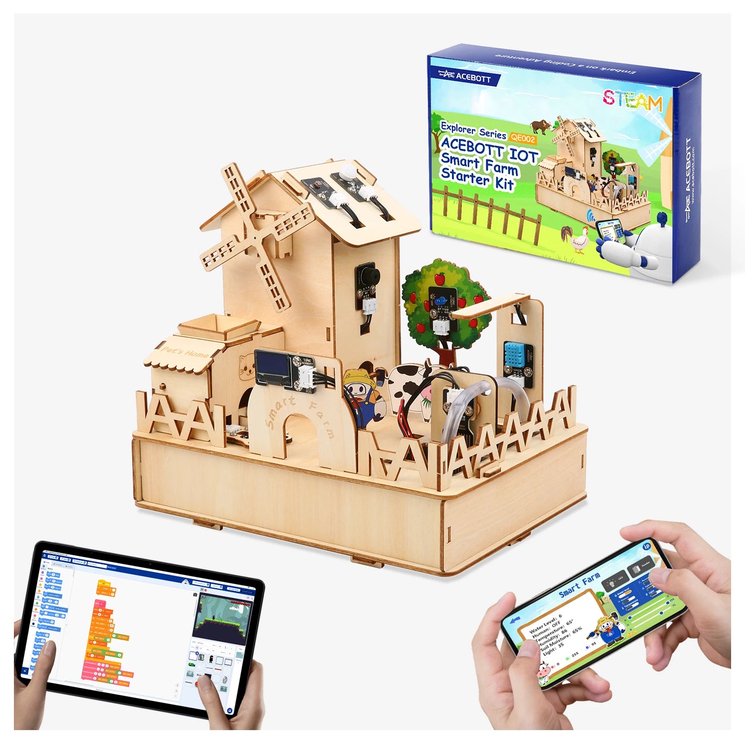 Maison en Bois Projets IoT Kit de Démarrage Ferme Intelligente STEM pour Arduino